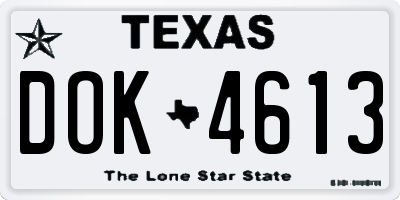 TX license plate DOK4613