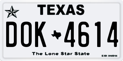 TX license plate DOK4614