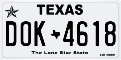TX license plate DOK4618