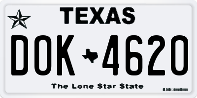 TX license plate DOK4620