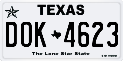 TX license plate DOK4623