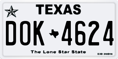 TX license plate DOK4624