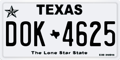TX license plate DOK4625