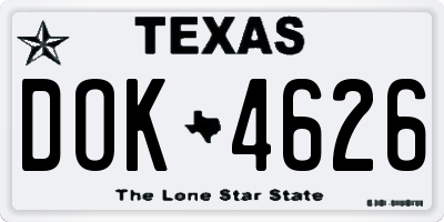 TX license plate DOK4626