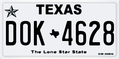 TX license plate DOK4628