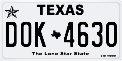 TX license plate DOK4630