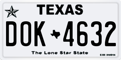 TX license plate DOK4632