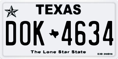 TX license plate DOK4634