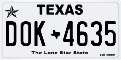 TX license plate DOK4635