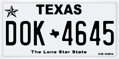 TX license plate DOK4645
