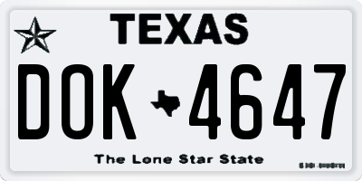 TX license plate DOK4647