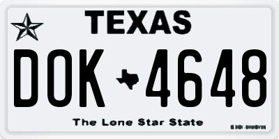 TX license plate DOK4648