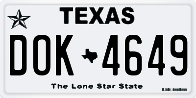 TX license plate DOK4649