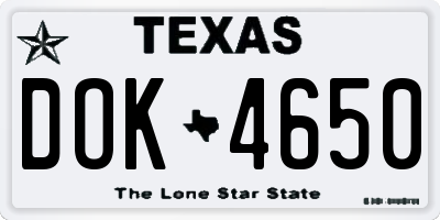 TX license plate DOK4650