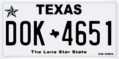 TX license plate DOK4651