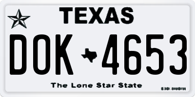 TX license plate DOK4653