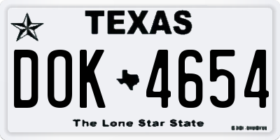 TX license plate DOK4654