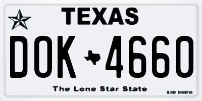 TX license plate DOK4660
