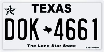 TX license plate DOK4661