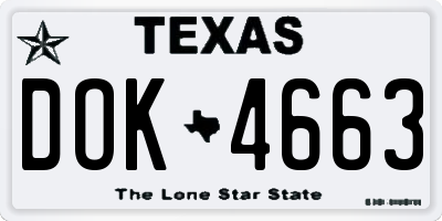 TX license plate DOK4663