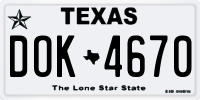 TX license plate DOK4670
