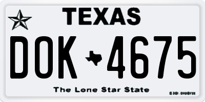 TX license plate DOK4675