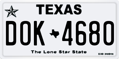 TX license plate DOK4680