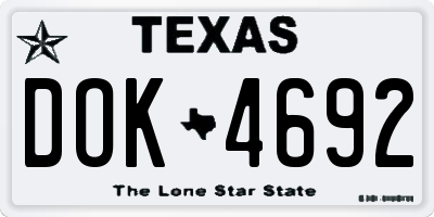 TX license plate DOK4692