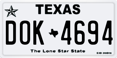 TX license plate DOK4694