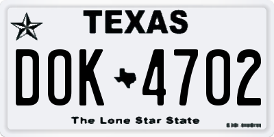 TX license plate DOK4702