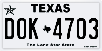 TX license plate DOK4703