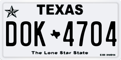 TX license plate DOK4704