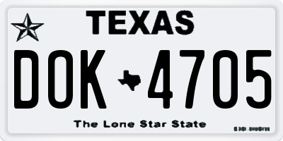 TX license plate DOK4705
