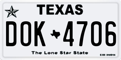TX license plate DOK4706