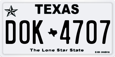 TX license plate DOK4707