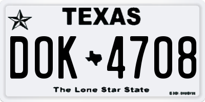 TX license plate DOK4708
