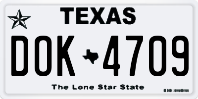 TX license plate DOK4709