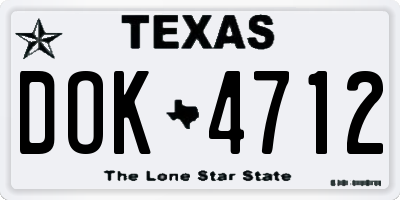 TX license plate DOK4712