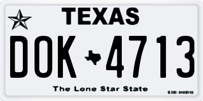 TX license plate DOK4713