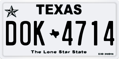 TX license plate DOK4714