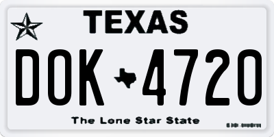 TX license plate DOK4720