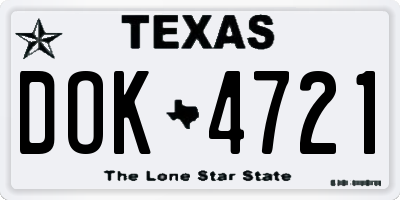 TX license plate DOK4721