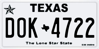 TX license plate DOK4722