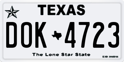 TX license plate DOK4723
