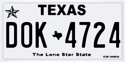 TX license plate DOK4724