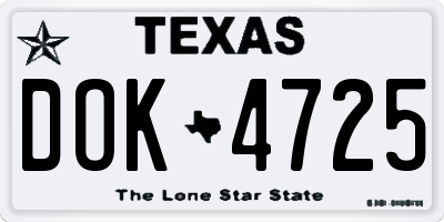 TX license plate DOK4725