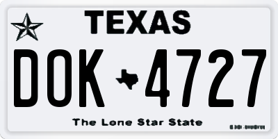 TX license plate DOK4727