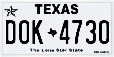 TX license plate DOK4730