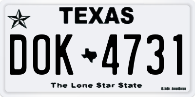 TX license plate DOK4731