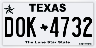TX license plate DOK4732